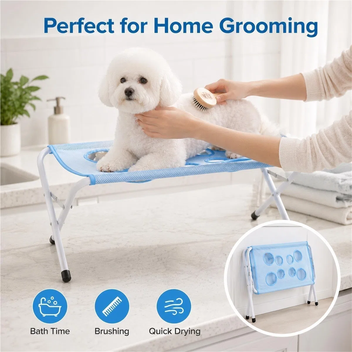 Soporte de Baño Plegable para Perros Mesa Peluquería Mascotas hasta 20kg