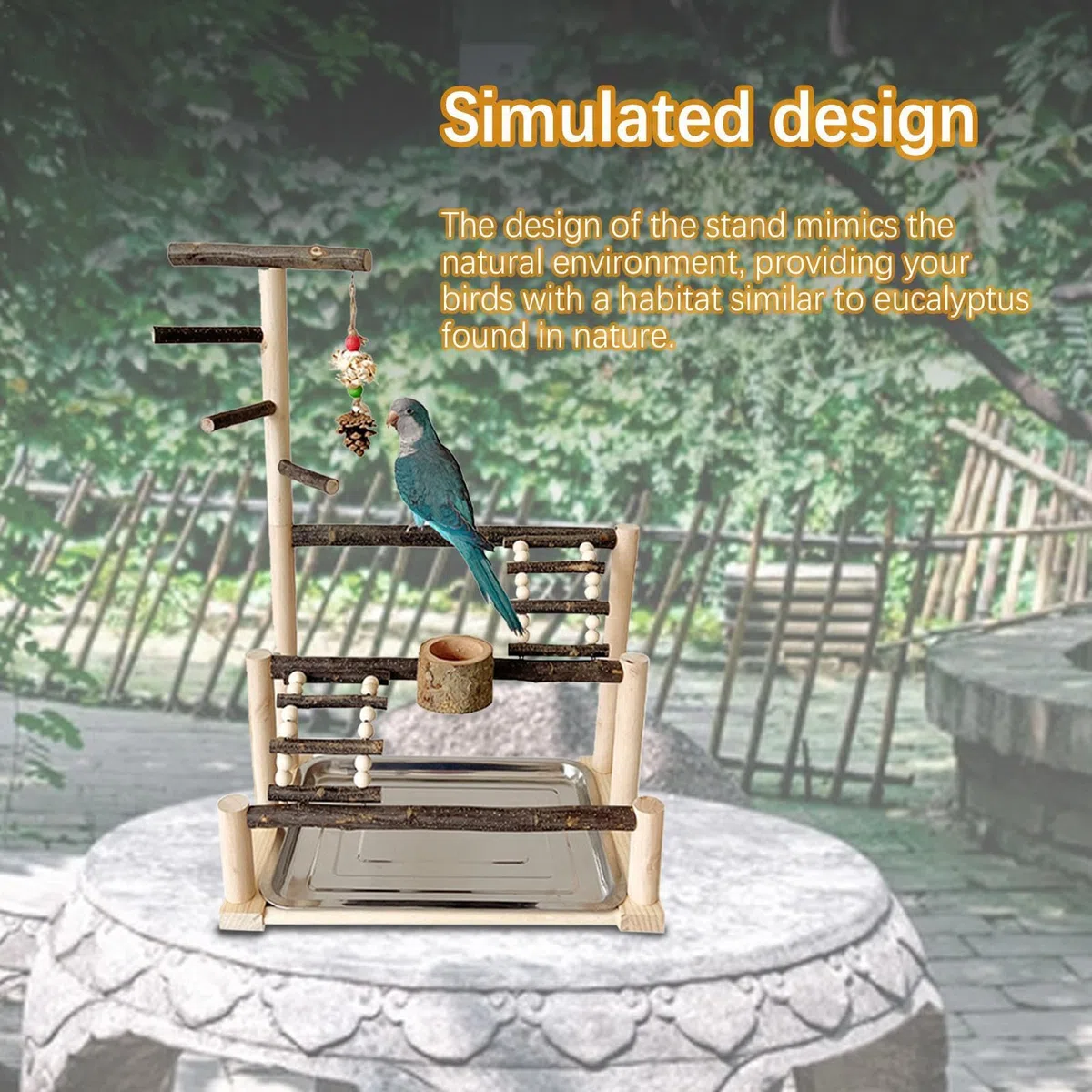 Parrot Playstand Gym - Periquito de aves innovador | Juguetes para perchas de aves | Jaula de periquito en el suelo | Parque infantil para loros | Parque infantil para loros | Parrot