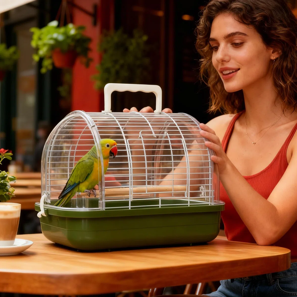Transportín para Aves Jaula de Viaje Con Percha De Pie Y Ventana | Jaula para Exterior Para Cacatúa Ninfa Periquito Canario Conuro Dragón Barbudo