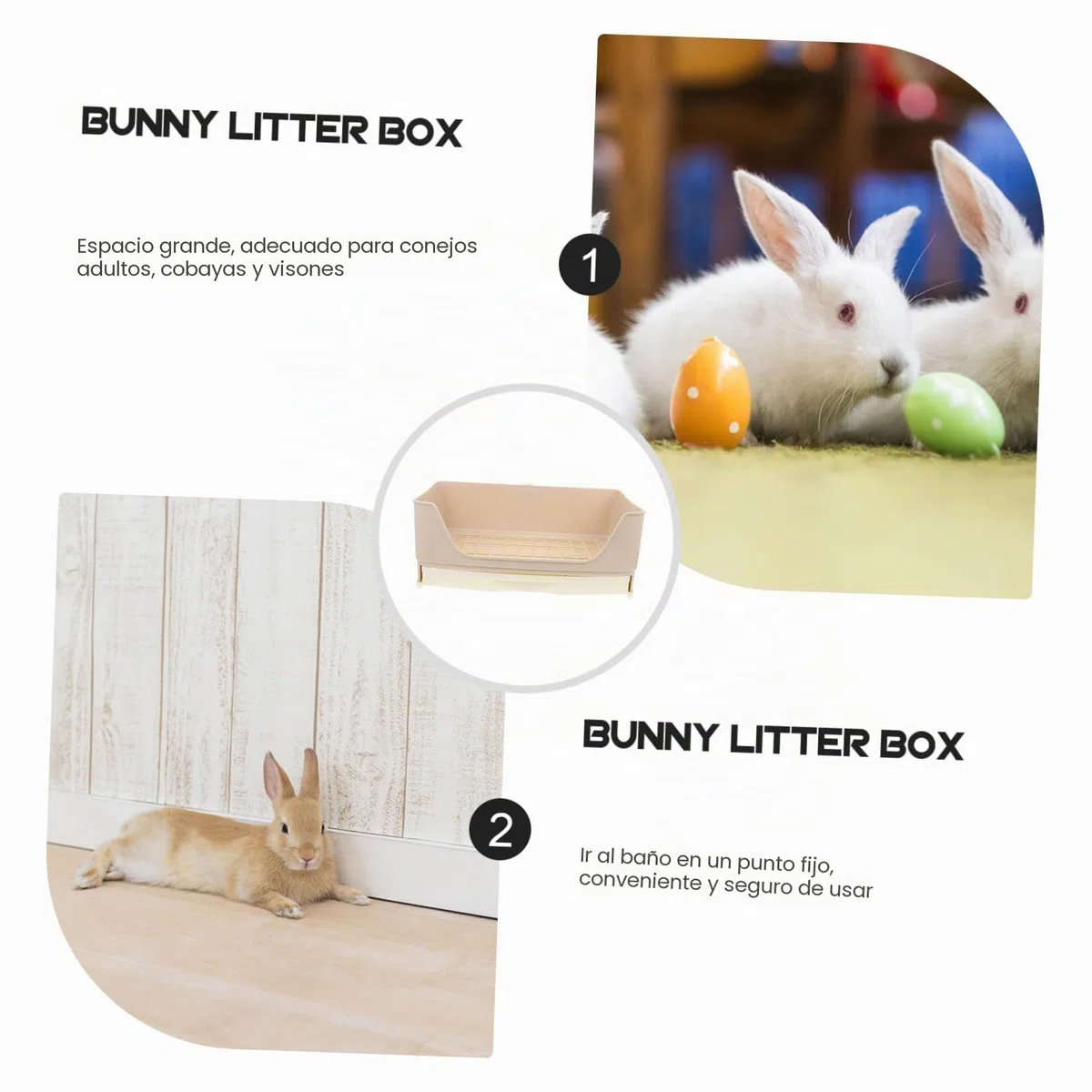 GALPADA Baño para Conejos Esquinero Grande de Plástico Beige para Mascotas