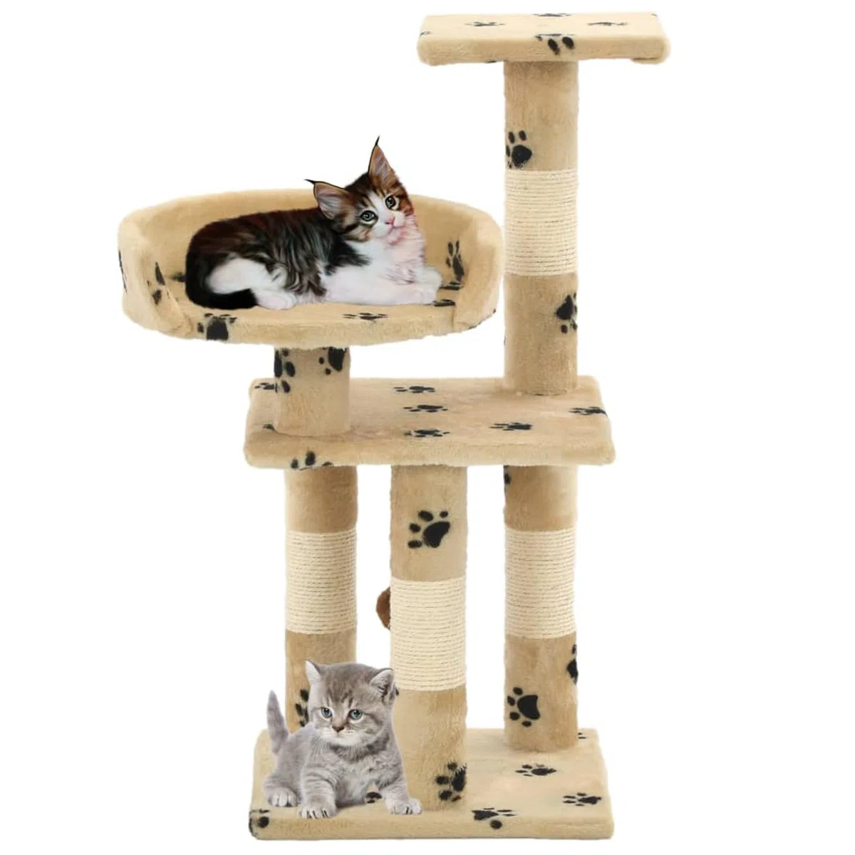 Rascador para Gatos Poste de sisal, Chusui Rascador Gato, Arbol Rascador para Gatos, Gatos Accesorios, Torre Gatos, Arranhador para Gatos, Casa para Gatos, 65 cm Huellas Beige