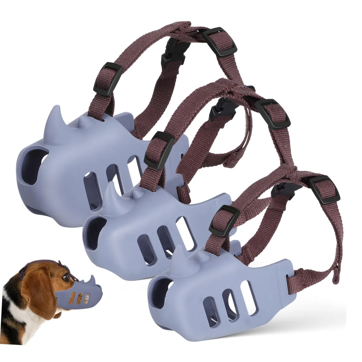ibasenice 3piezas Bozal para Perro Pequeño Bozal Antiladridos de Silicona Antimordiscos para Cachorros Ajustable para Aseo para Mascotas Medianas