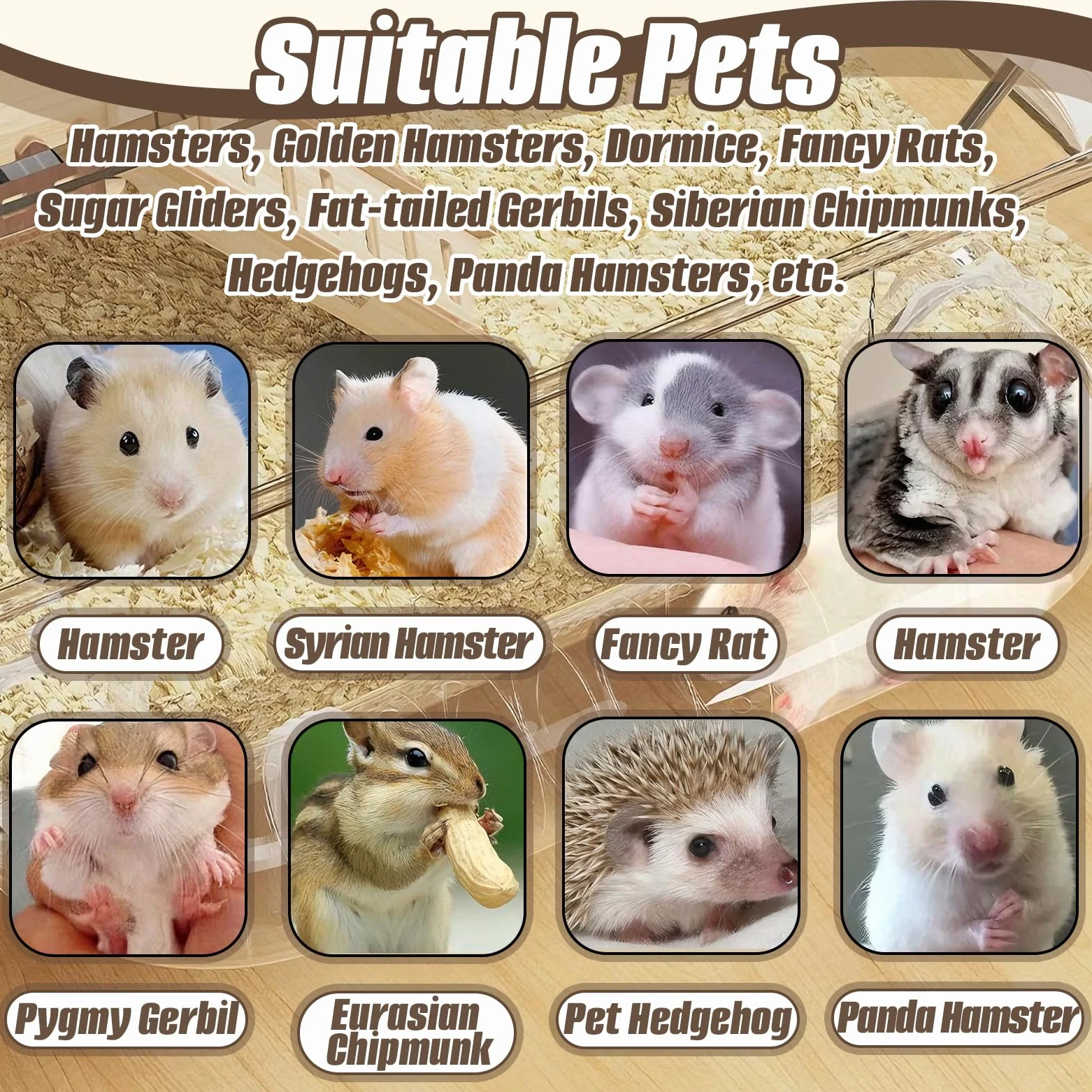 Jaula Hamster, 43 x 30 x 34 cm Jaula Grande para Hámster de Acrílico con Zona de Descanso Rueda de Ejercicio Túnel Baño Exterior Tetera y Comedero para Animales Pequeños para Jugar y Retozar