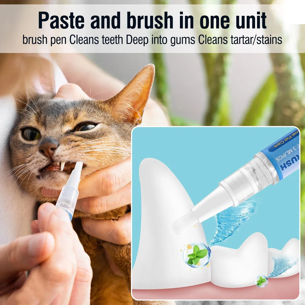 3 bolígrafos para cepillo de dientes para mascotas, bolígrafo iluminador de dientes para perros, mascotas, perros, gatos, limpieza de dientes para cuidado dental, perros, gatos, plantas
