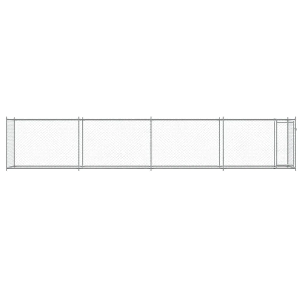 Perrera para perros de acero galvanizado con puerta, 8 x 2 x 1,5 m, para exteriores con rejilla, cercado para cachorros y perros, protección y seguridad en el jardín, patio o terraza