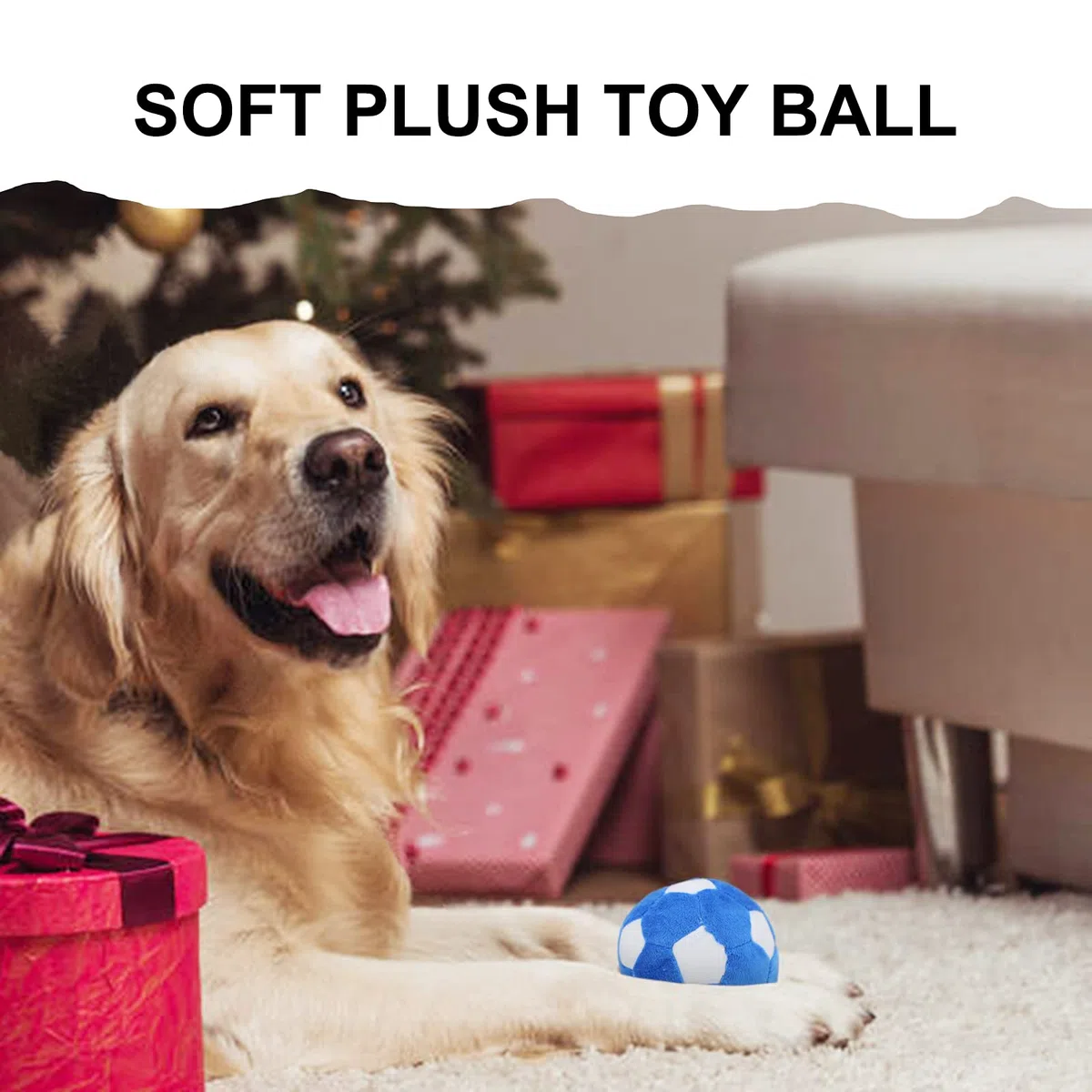Pelotas de juguete para perros, balón de fútbol de felpa masticable para perros, pelota suave chirriante rellena de juguete esponjoso y duradero para interiores y exteriores, cumpleaños para