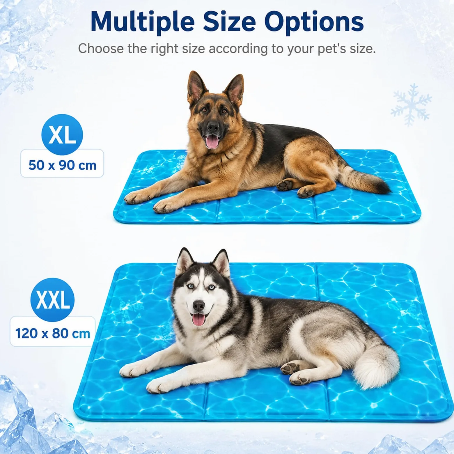 Alfombrilla de refrigeración para perros, 80 x 120 cm, manta de refrigeración para perros y gatos, cojín de refrigeración con gel no tóxico, resistente al agua, para perros grandes, medianas y