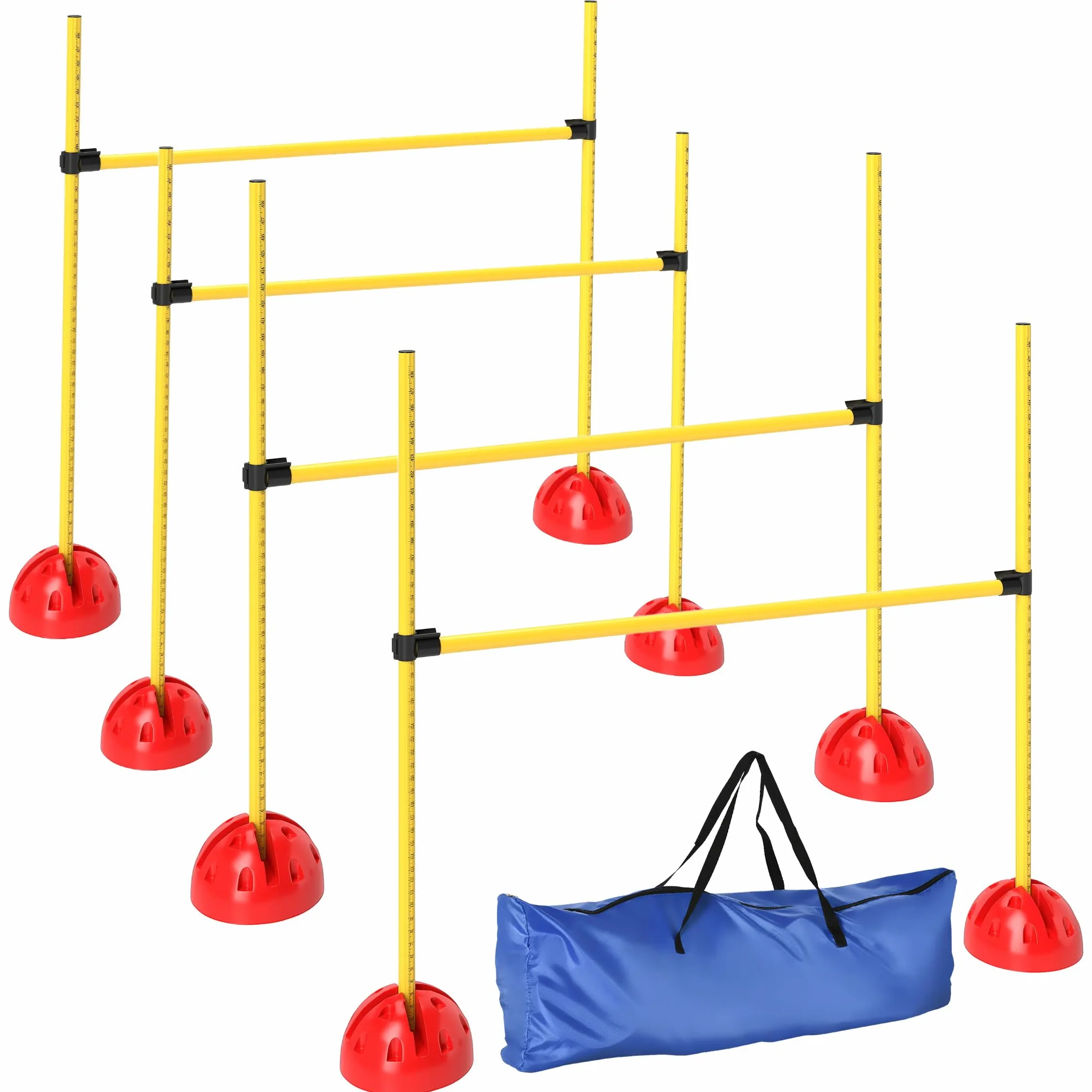 PawHut Agility Set Perros 5 Piezas rellenables Agilidad Equipo para el Entrenamiento del Perro Valla Conjunto con Vallas de Altura Ajustable Bolsa de Transporte Accesorios de Entrenamiento de