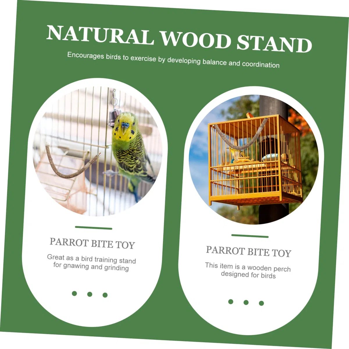 Yardwe 3piezas Percha De Madera para Aves Soporte para Entrenamiento De Juguete para Masticar y Ejercicio De Pies Accesorio Natural para Jaulas De Aves