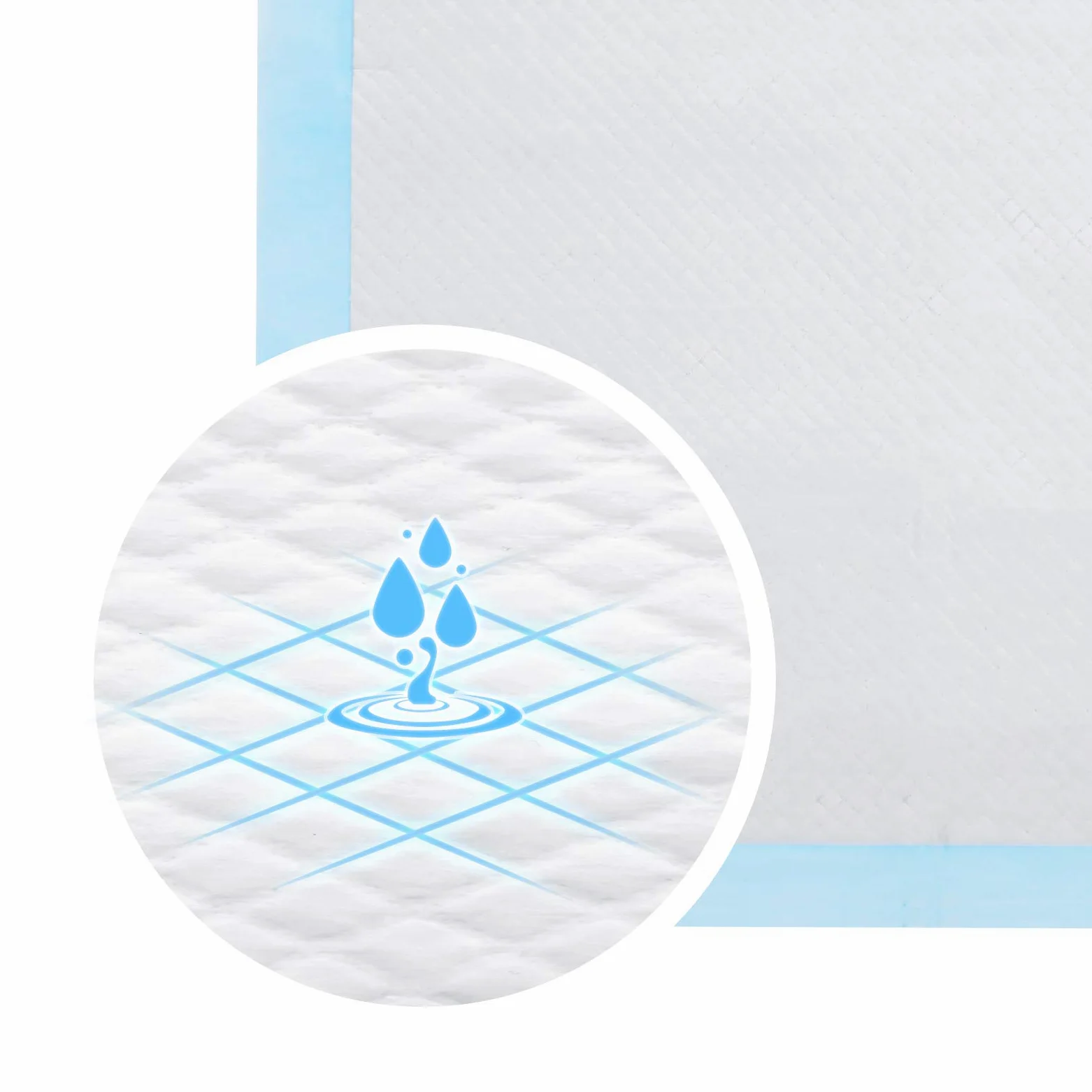FEANDREA 100 Almohadillas para Perros, 90 x 60 cm, Superficie de Secado Rápido, Transpirables, 5 Capas a Prueba de Fugas, Azul y Blanco PTD90B