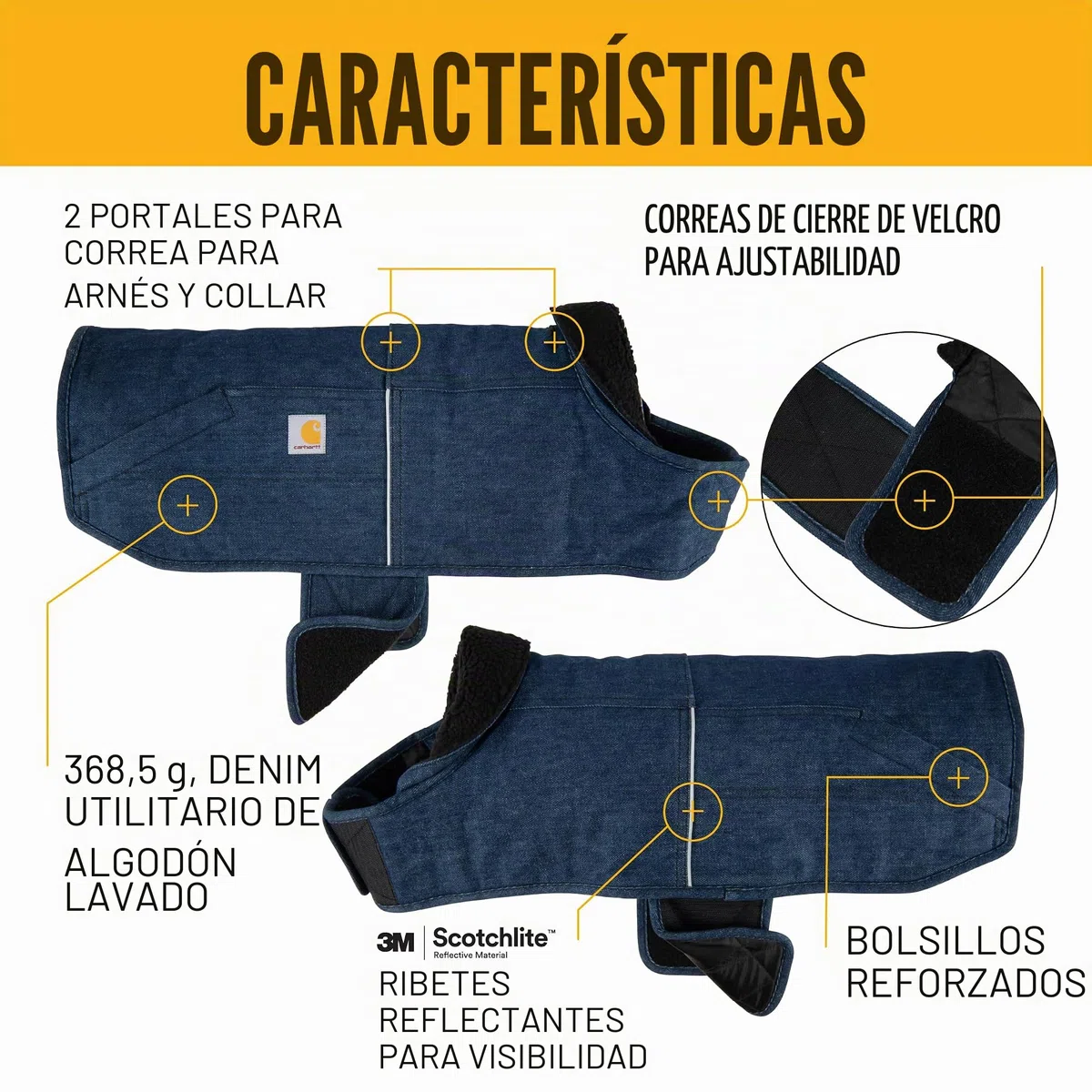 Carhartt Firm Duck - Abrigo Aislado para tareas de Perro, Mezclilla, Talla M