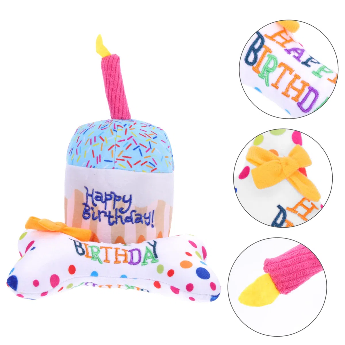 Happyyami 6piezas Juguetes para Gatos De Felpa Squeaky Accesorios para Fiesta De Cumpleaños De Mascotas Juguetes Divertidos para Gatitos para Masticar y Jugar