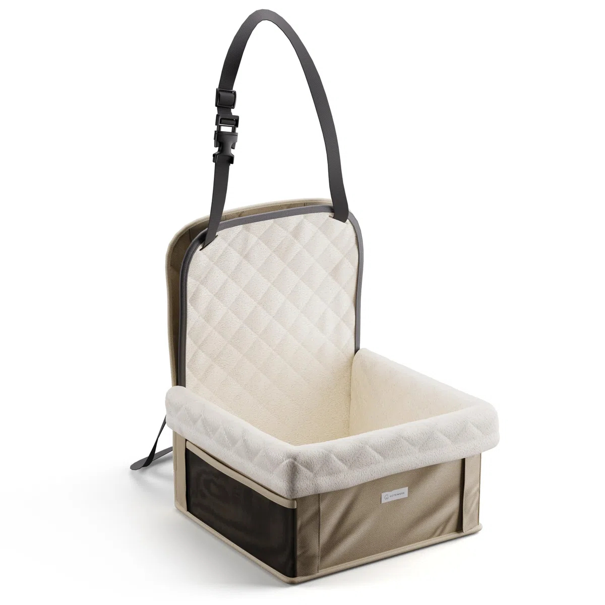 GÜTEWERK Asiento Perro Coche para Perros Asiento Delantero, Silla Perro Coche Estable, Porta Perros Seguro con Arnés, Accesorios de Coche para Cachorros, Transportin Proteccion Coche