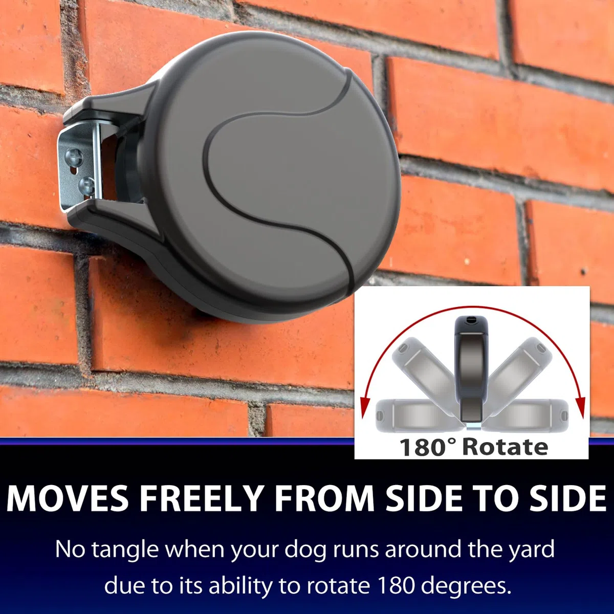 Cable retráctil de 9 Metros para Perros pequeños a Grandes de Entre 9 y 34 kg, Correa retráctil patentada Ideal para Patio y jardín, Duradera, para 70 000 ciclos (Negro, 9 Metros)