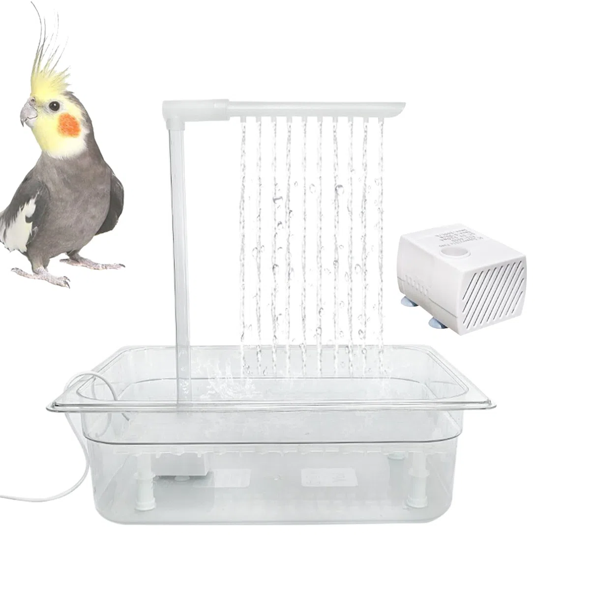 Ducha automática de pájaros, ducha de baño automática de aves Baño | Bañera de ducha de cacatina eléctrica para periquito gris africano, bañera de bóveda con presió