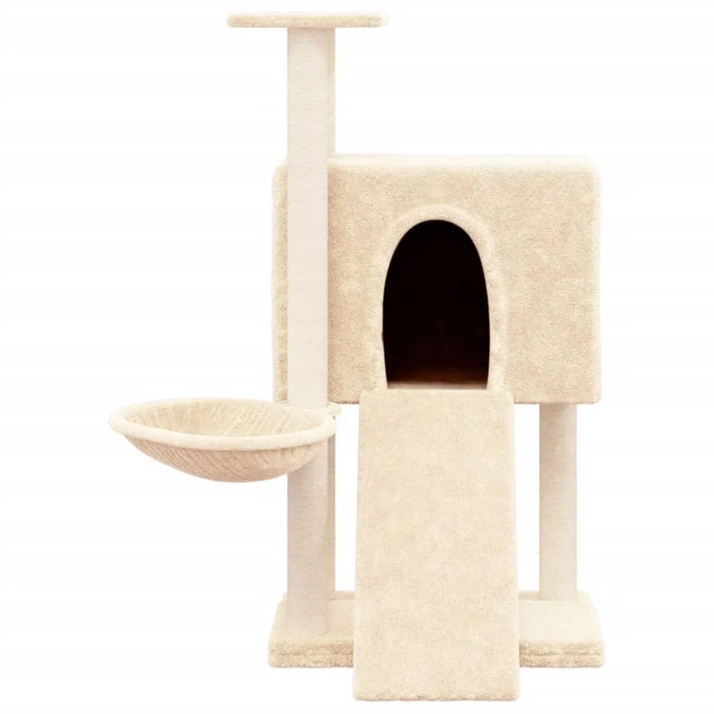 Rascador para Gatos con Postes de sisal, ShGaxin Rascador Gato, Arbol Rascador para Gatos, Gatos Accesorios, Torre Gatos, Arranhador para Gatos, Casa para Gatos, Crema 96 cm