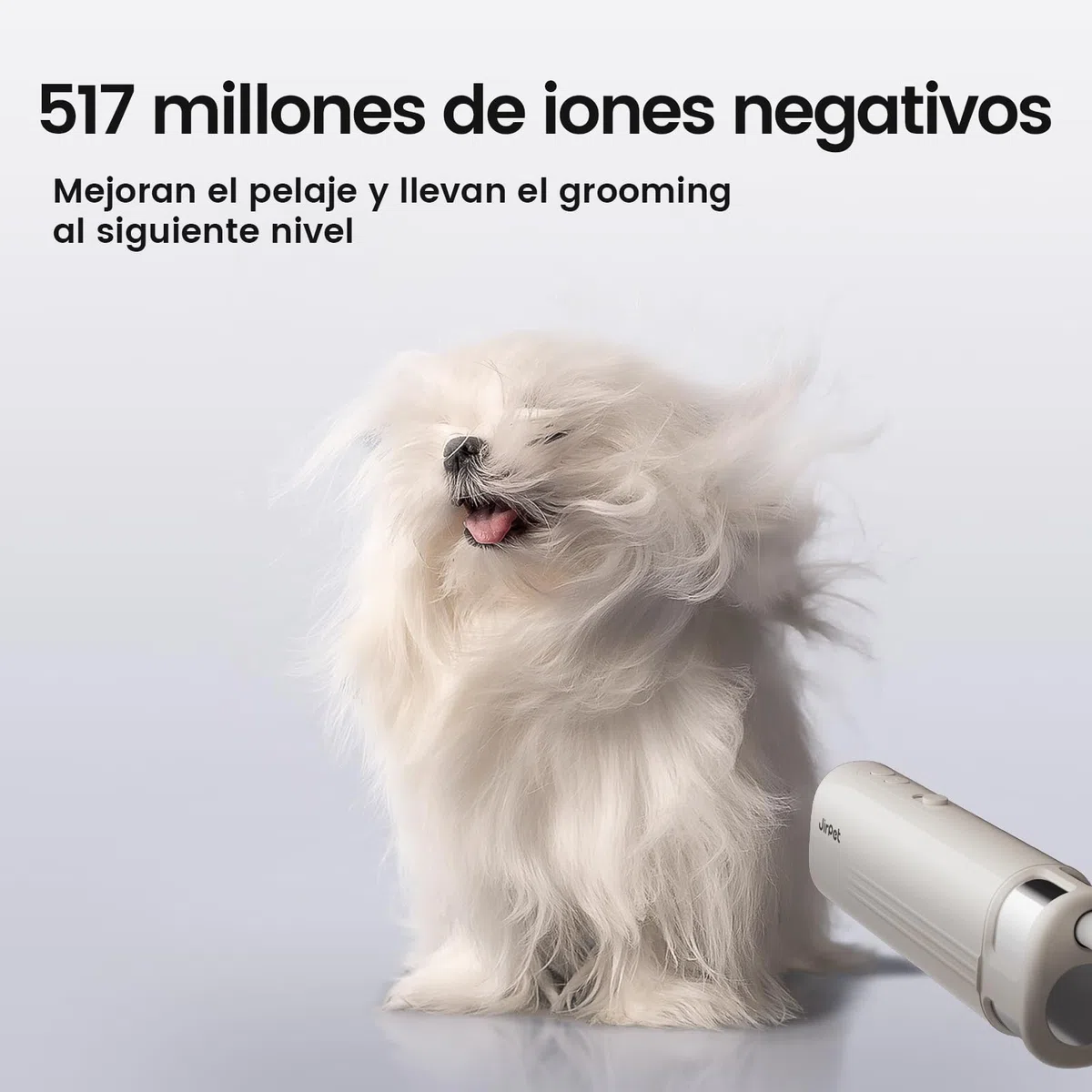 JirPet Secador para Perros con Soporte para Cuello, Secador Profesional de bajo Ruido, portátil con 75 m/s, Manos Libres con Soporte para Cuello, 3 velocidades y 4 temperaturas, para peluquería
