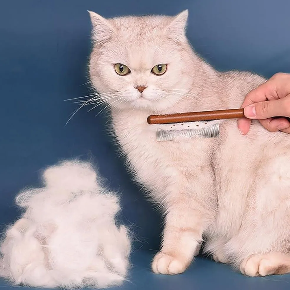 Peine para Mascotas con Mango de Madera | Fácil de peinar, hecho de material duro y práctico(Wide-toothed comb)