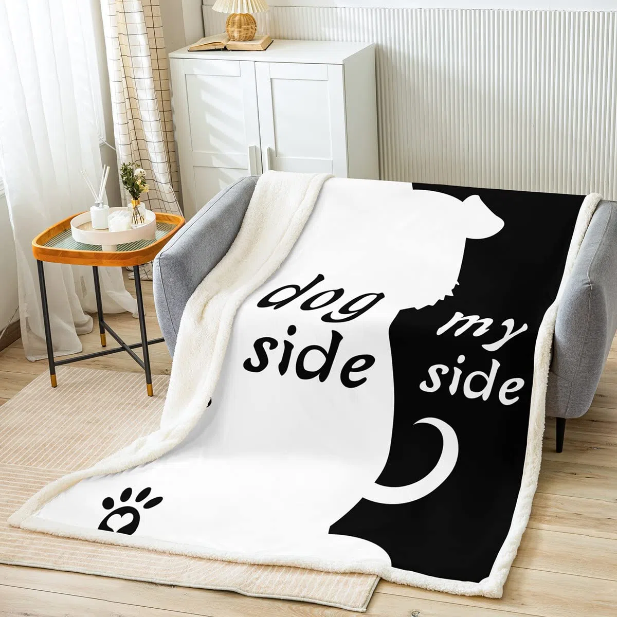 Manta de Forro Polar para Perro, Manta de Sherpa de Animales en 3D, para Cama, sofá, niños, Mascotas, Perro, Manta de Felpa para Regalo para Amantes de Perros, Color Negro, Blanco, cálido, Manta Mull