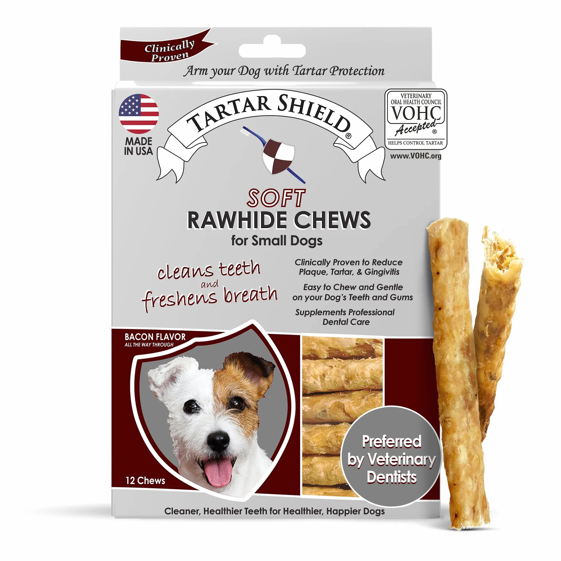 Tartar Shield Rawhide - Mascarilla suave para perros de talla pequeña