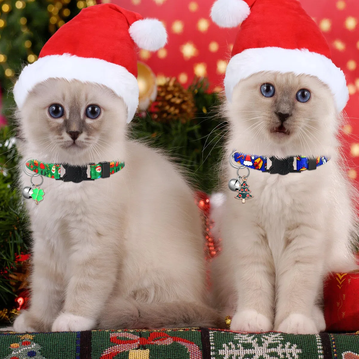 15 collares de gato para Halloween, collares de gato para otoño, Acción de Gracias, collares de gato con campana, collares ajustables para gatos de Navidad con hebilla de plástico, collar de gatito