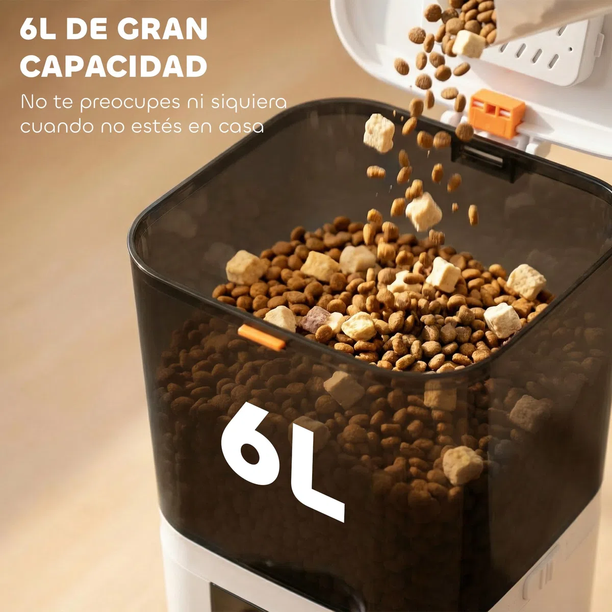 PawHut Comedero Automático 6L WiFi 2.4G Control App para Gatos y Perros | Dispensador de Comida, 2 Cuencos, 1-10 Comidas al Día, Grabadora Voz 10s, 2 Fuentes de Alimentación, Fácil de Limpiar