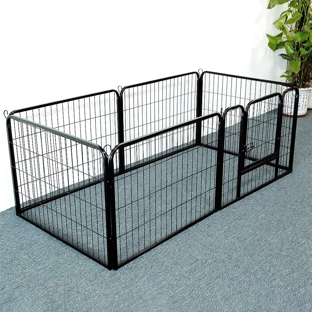 Parque Recinto para perros cachorro conejo roedor valla de metal para ejercicio plegable, 80 x 60 cm (8 piezas)