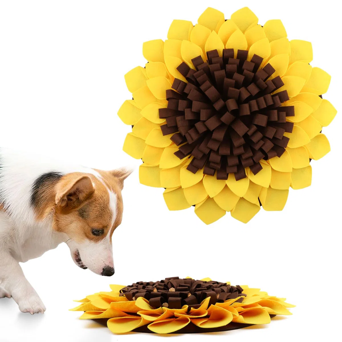NINEFOX Alfombrilla de olfateo para perros, alfombrilla de alimentación para mascotas, almohadilla de olfateo para cachorros, alfombrilla de olfateo en forma de girasol, juguetes interactivos para