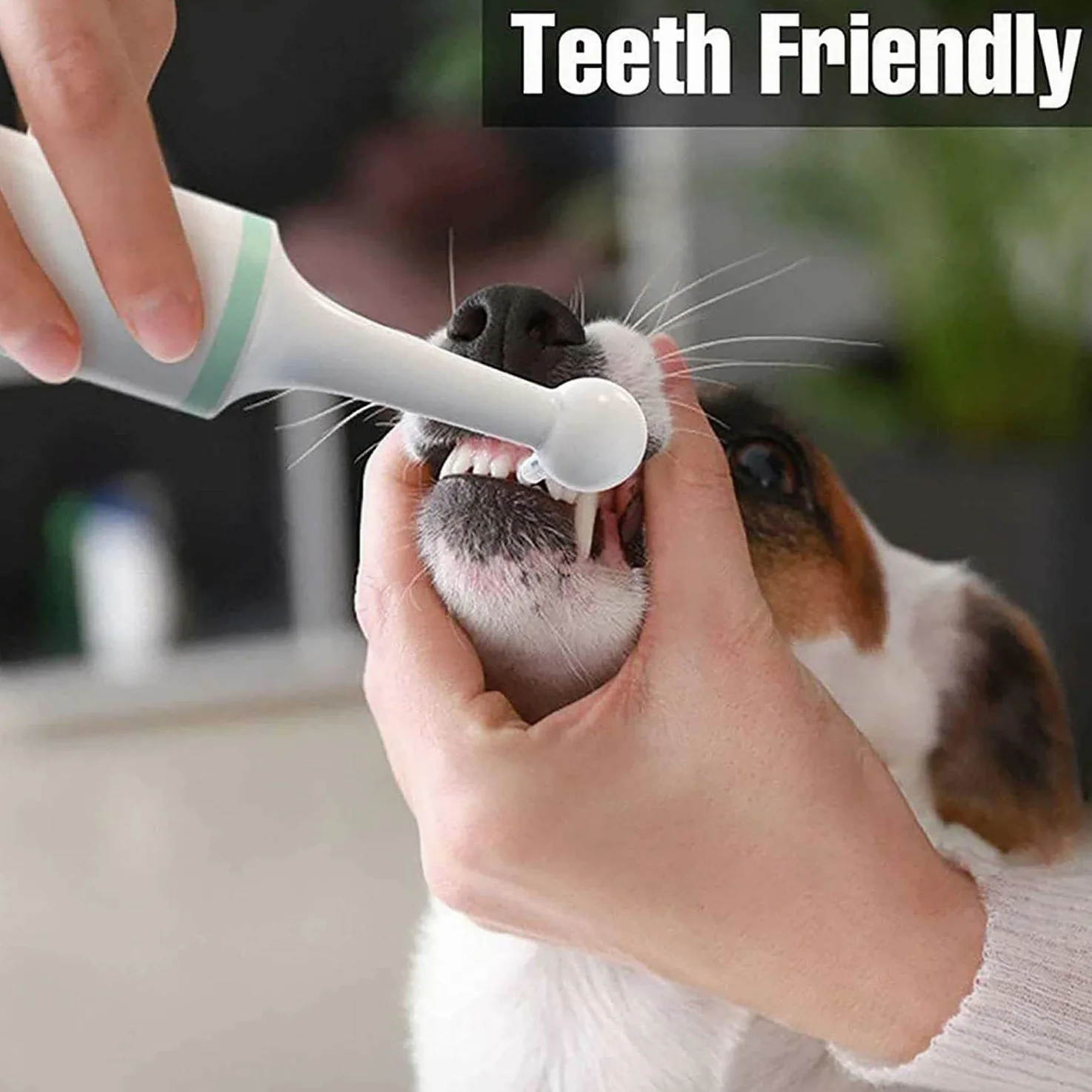 Cepillo de dientes eléctrico para mascotas, herramienta de limpieza de boca de perro, cepillo de dientes ultrasónico para perro con 4 cabezales de cepillo para borrador de manchas, pulidor de dientes