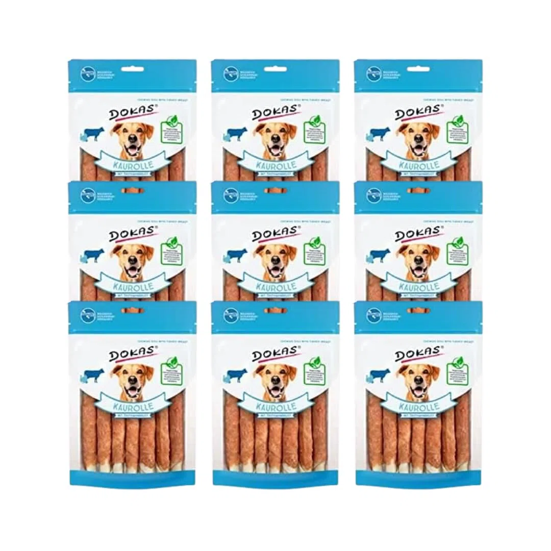 DOKAS - Rollo para masticar con pechuga de pavo, 9 unidades (9 x 190 g)