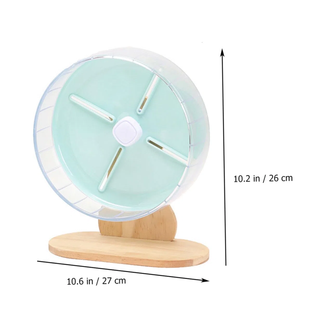 Rueda Silenciosa para Hámster con Soporte Estable Juguete para Ejercicio de Pequeños Roedores como Erizos y Chinchillas Azul con Base de Madera para Jaulas