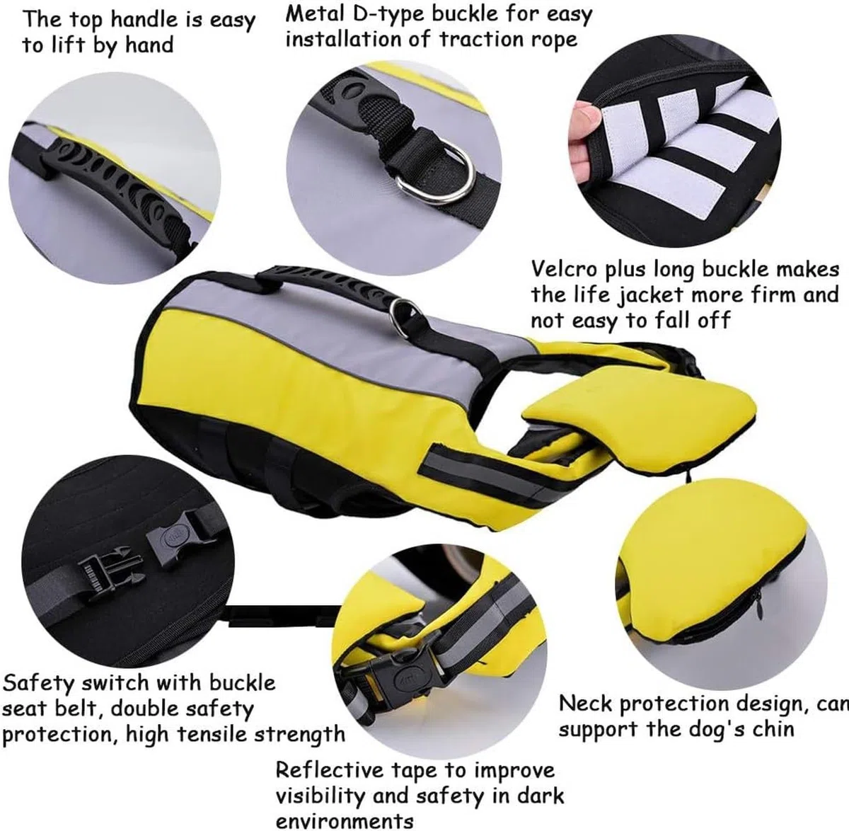 Chaleco Salvavidas para Perro Ripstop, Chaleco de Natación Plegable Portátil con Flotabilidad Mejorada, Airbag de Seguridad con Asa de Rescate Reflectante para, M, M