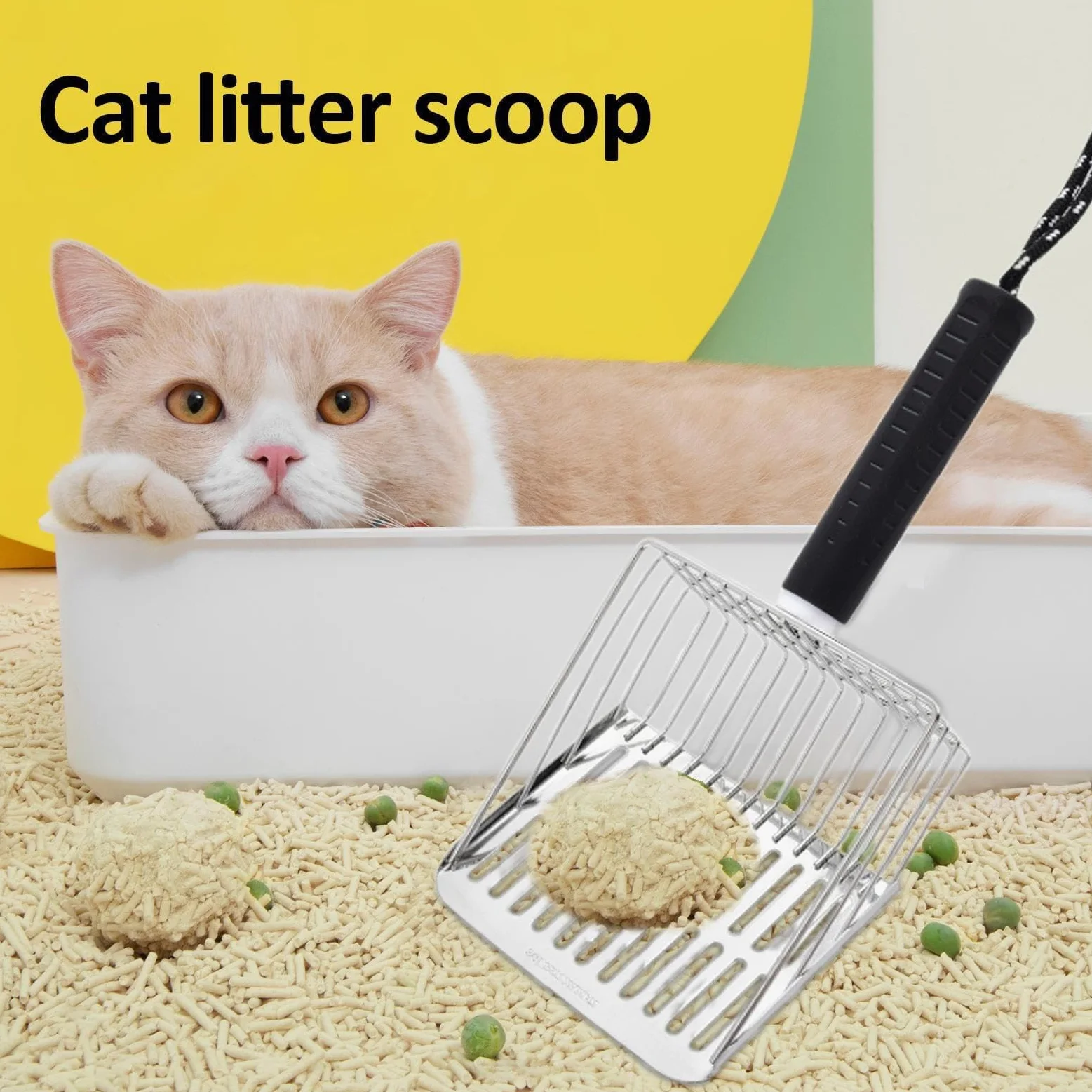 Pala para Arena de Gatos, Recogedor de excrementos Gato con Soporte, Herramienta Limpieza rápida for Gatitos, Conejos, Pollitos y Perros