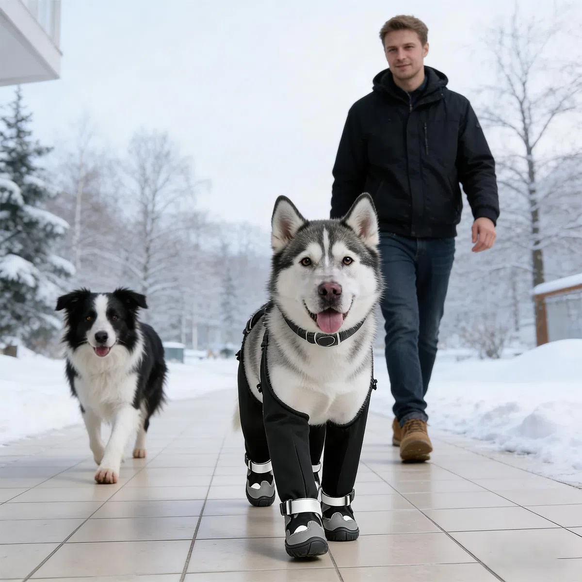 Botas con tirantes para perros, impermeables, antideslizantes, ajustables, transpirables, con botas, tallas M-XXL, diseñadas para la caza de hielo, paseos en climas fríos,