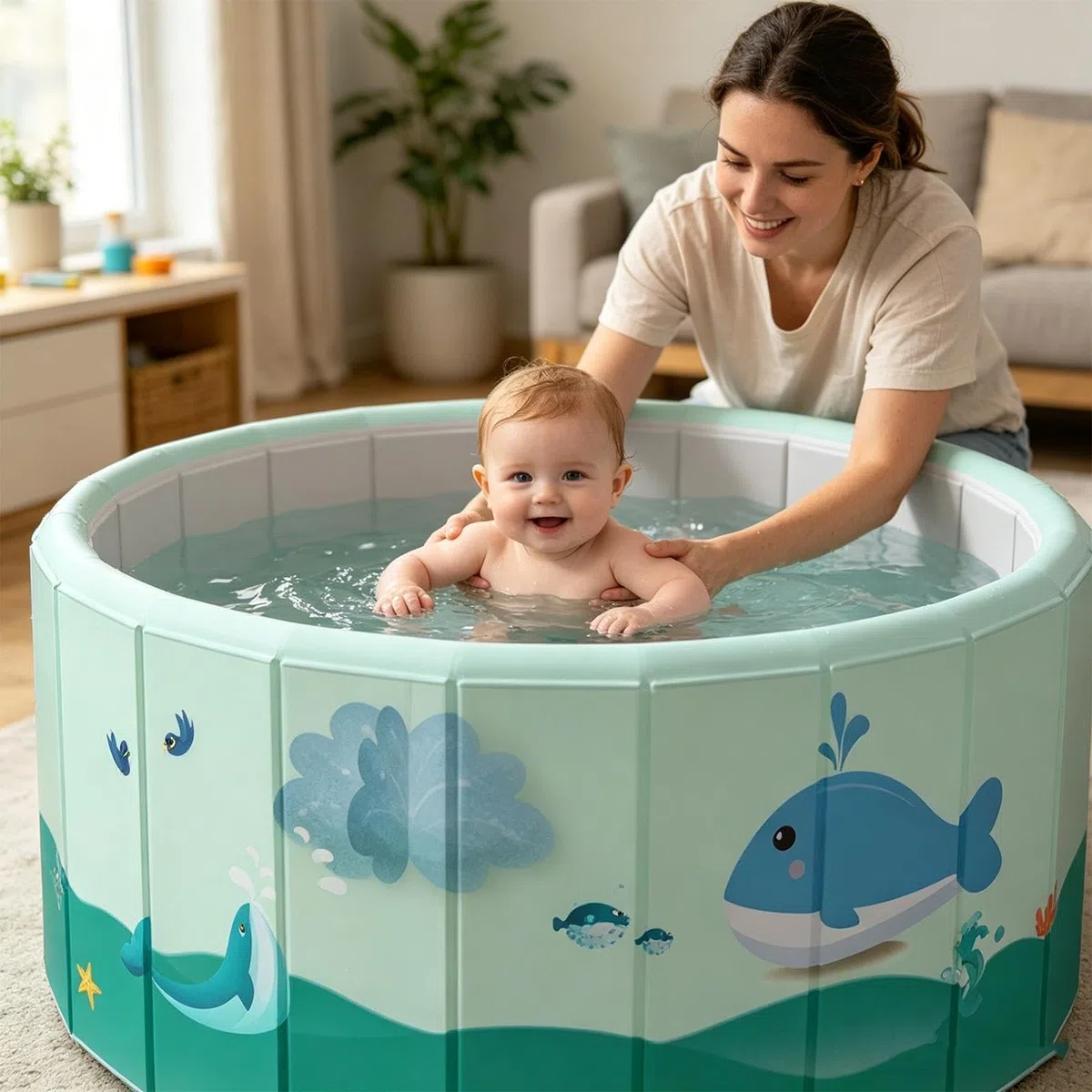 Piscina Plegable No Inflable - Bañera Portátil Interactiva De PVC | Piscina Esférica Exterior con Agujero De Drenaje En El Fondo para Adultos, Familia, Perro, Mascota