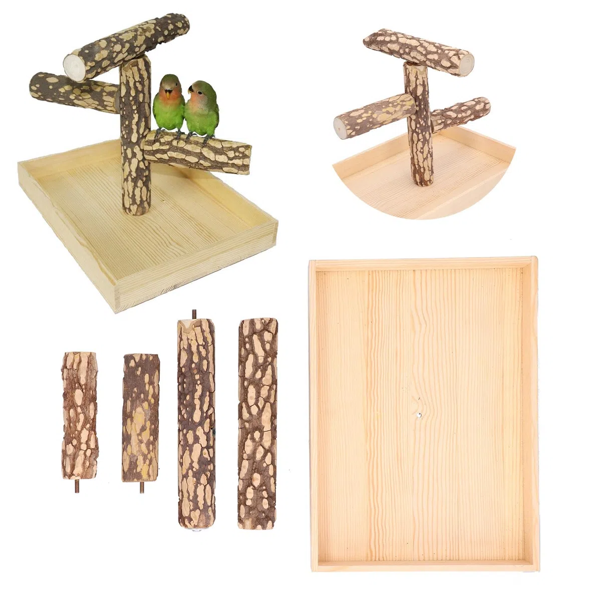 Puesto de Juegos para pájaros, Plataforma de Base Segura para Patio de Juegos con Percha de Madera para Loros, Entrenamiento de Aves