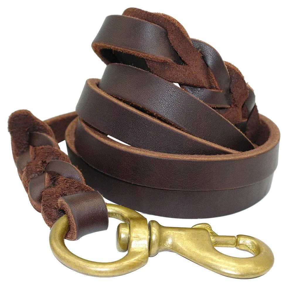 Correa de Cuero Trenzado para Perros, Correa de Entrenamiento para Caminar K9 para Mascotas, Correa para Perros medianos y Grandes, Regalo de Pastor, clicker de Entrenamiento para Perros