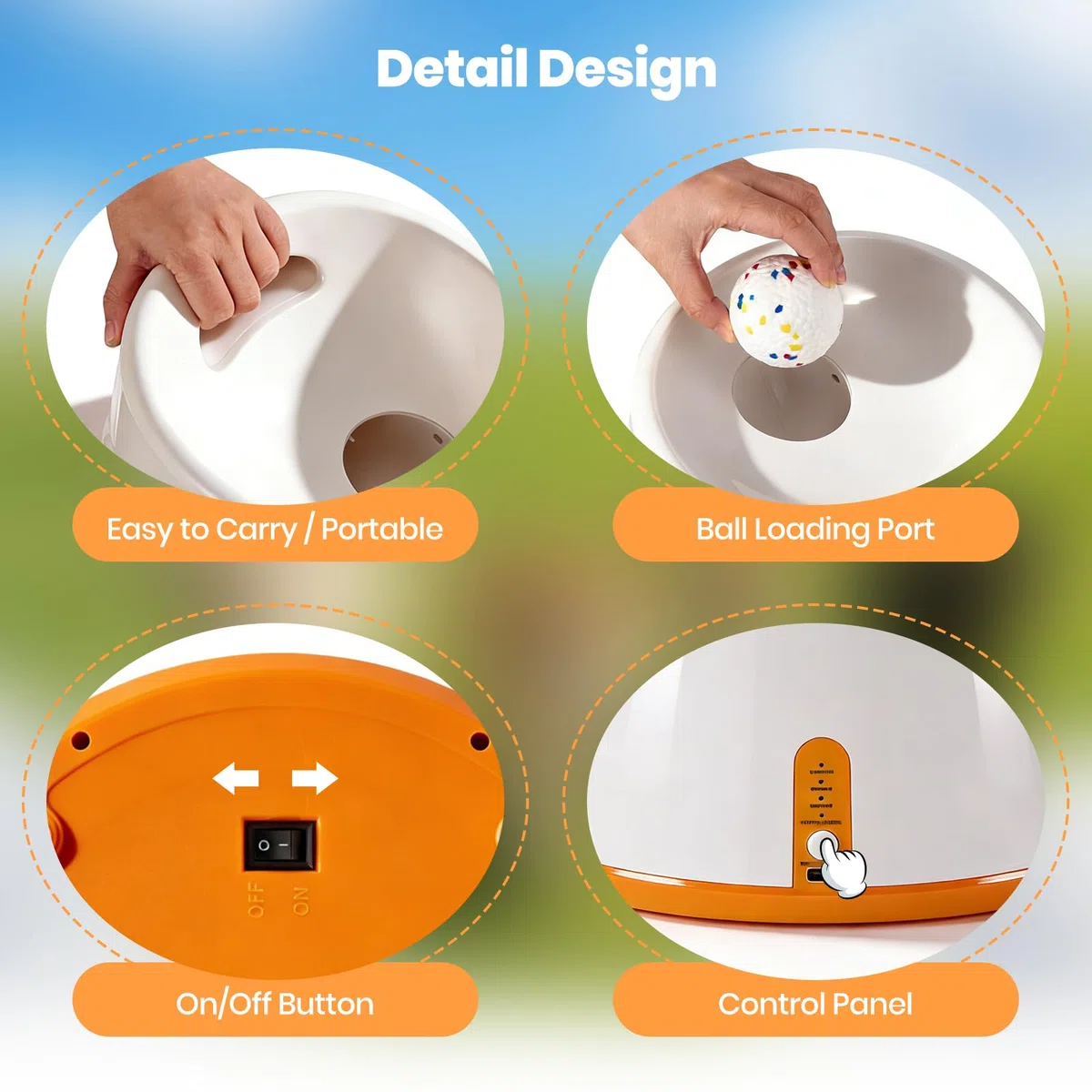 Lanzador automático de Pelotas para Perros, Máquina lanzapelotas con 6 Pelotas de Tenis de E-TPU y 3 ajustes de Distancia Juguete Interactivo para Perros (Distancia de Lanzamiento: 20–46 pies)