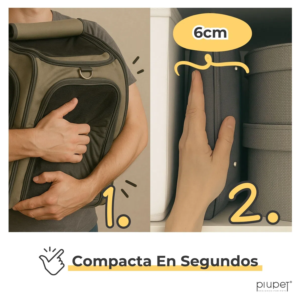 PiuPet® Transportin y Gato I Hasta 10kg I 4 Entradas I Grande I Pequeño Perro I Plegable | Accesorios para Gatos