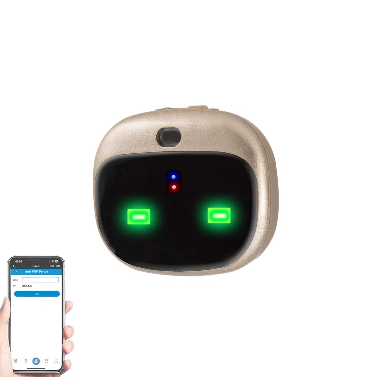 Collar inalámbrico recargable para perro con seguimiento en tiempo real, localizador de mascotas impermeable, luz LED inteligente y alarma de batería baja para perros pequeños a medianos