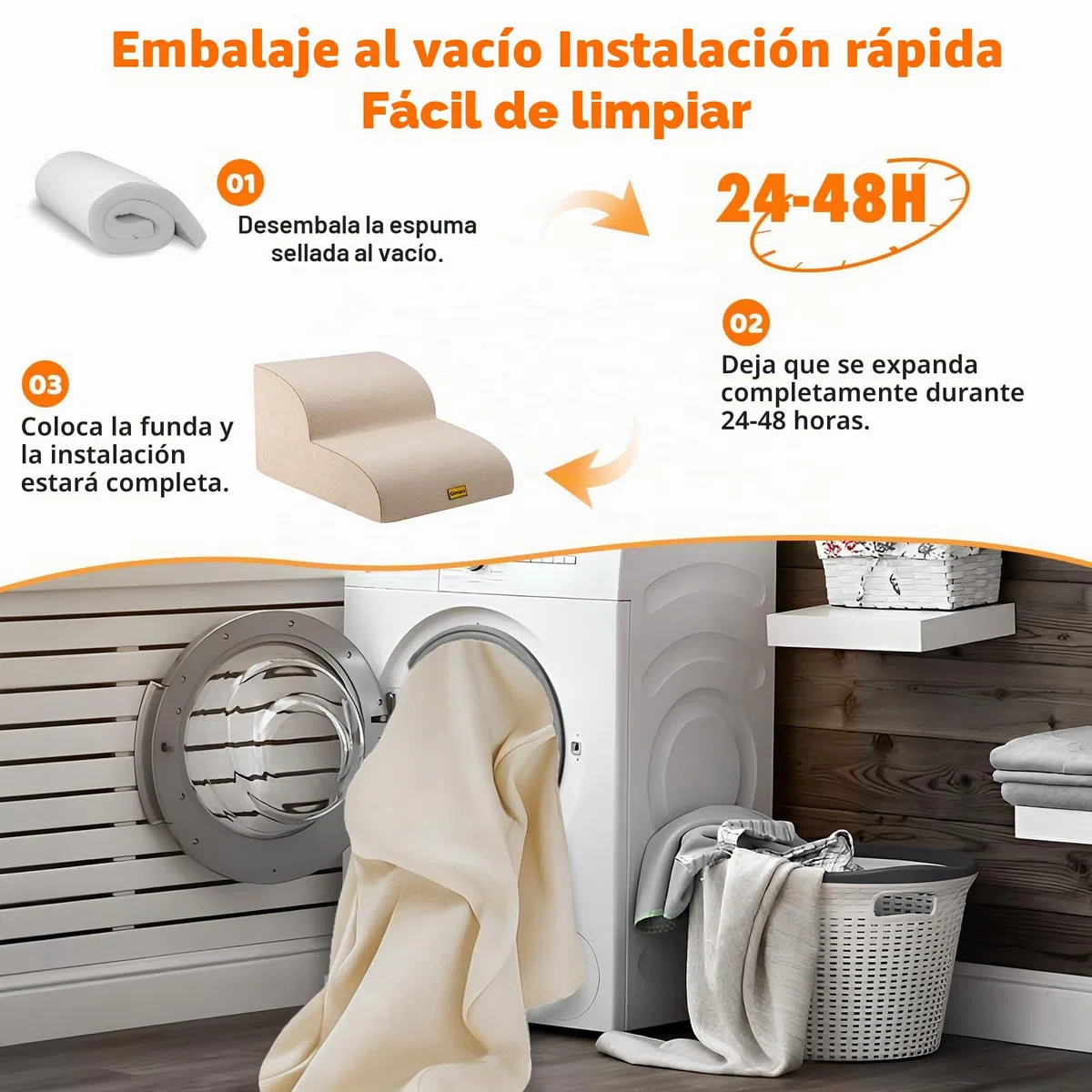 Gimars Escaleras para Perros de 2 peldaños Beige