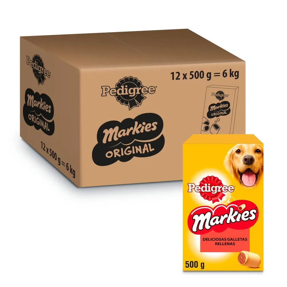 Pedigree Galletas Markies para Mimar A Tu Perro Mediano, 500 G 500 g - Pack de 12