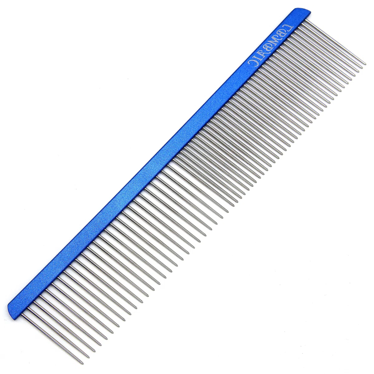 Peine de aseo de metal para perros con dientes largos y anchos, peine profesional para perros, reduce el pelo suelto, enredos, nudos y alfombrillas. 7.5 pulgadas