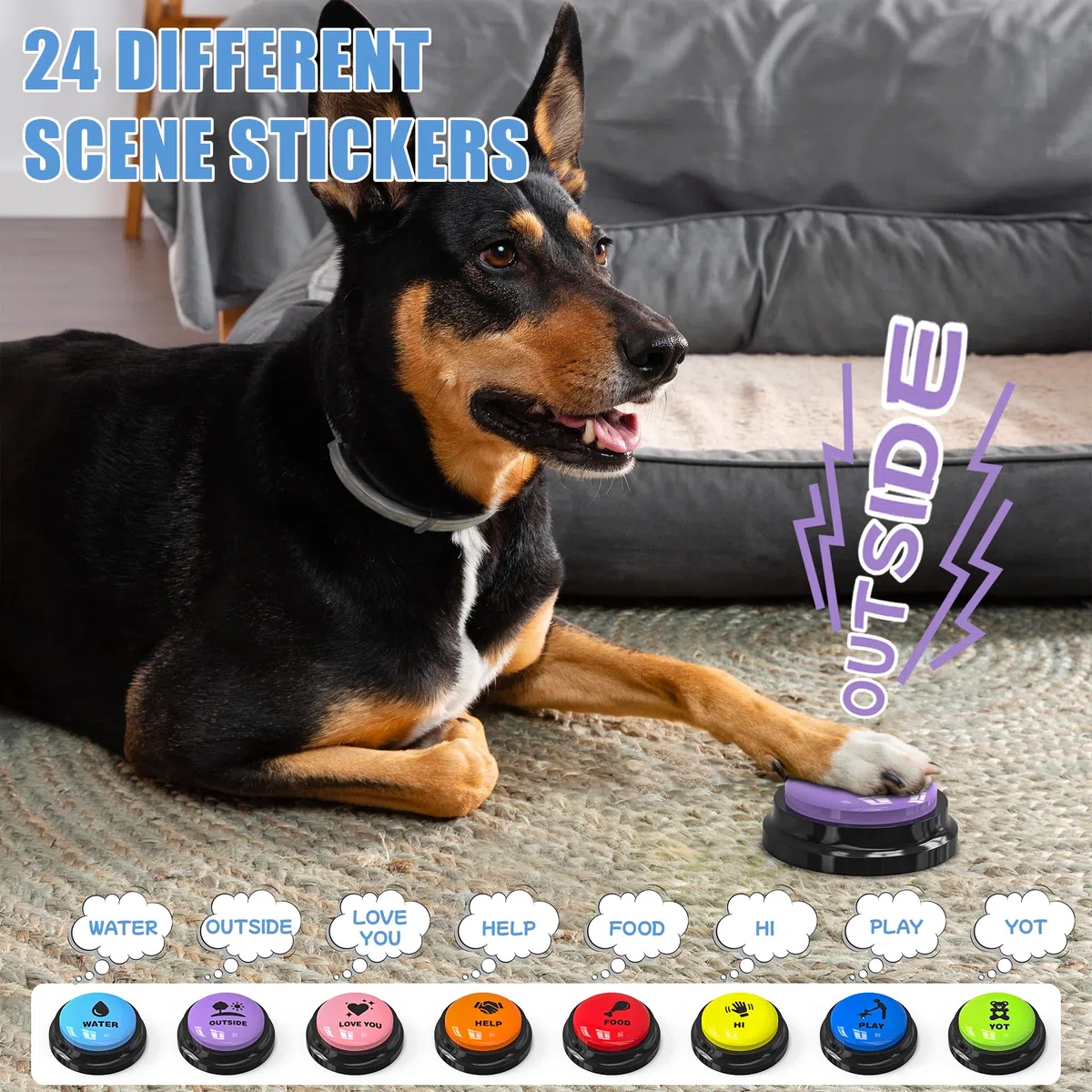 Botones de conversación para perros, paquete de 8 botones de comunicación para perros, botones de entrenamiento de conversación grabables para perros, botones de voz de 30 segundos con juego