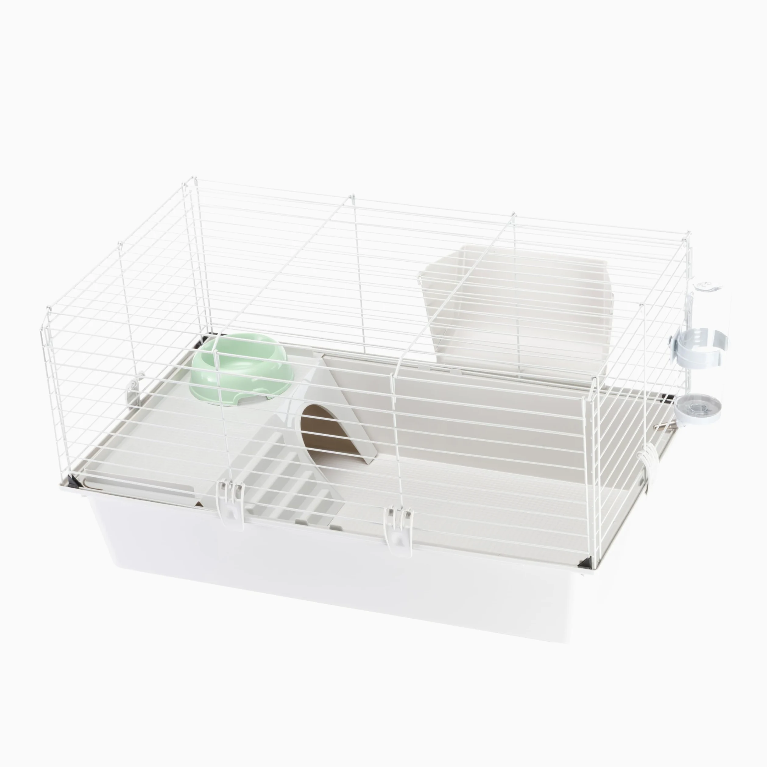 Ferplast Espaciosa Jaula para Conejillos de Indias CAVIE 80, Sistema de Cierre de Seguridad, Accesorios incluidos, de Alambre Pintado Gris y plástico, 77 x 48 x h 42 cm