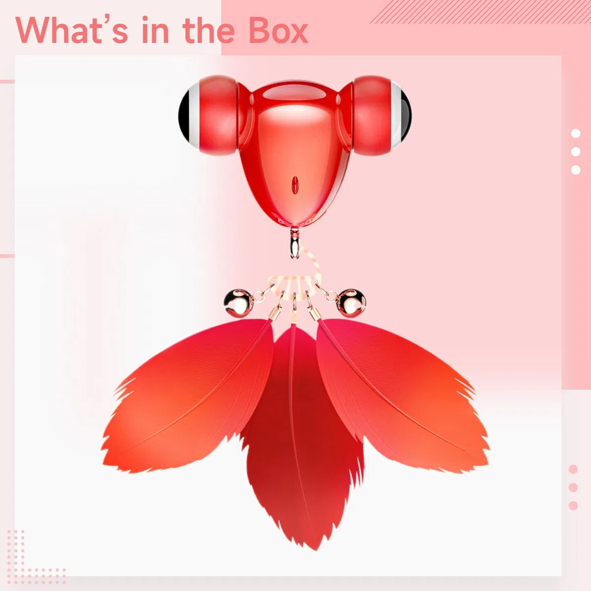 Kitifish - Juguete automático original para gatos, diseño interactivo de peces con pluma y campana, rojo, recargable por USB, para gatos de interior, diversión de caza, estimula el juego activo