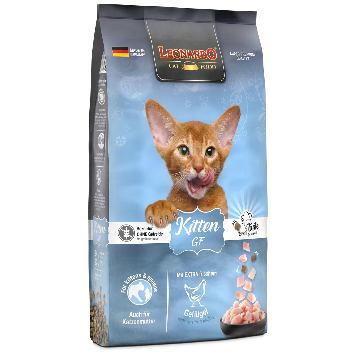 LEONARDO Kitten GF - Comida para gatos, 7,5 kg, sin cereales, alimento seco para gatitos de hasta 1 año, pienso completo con aves frescas
