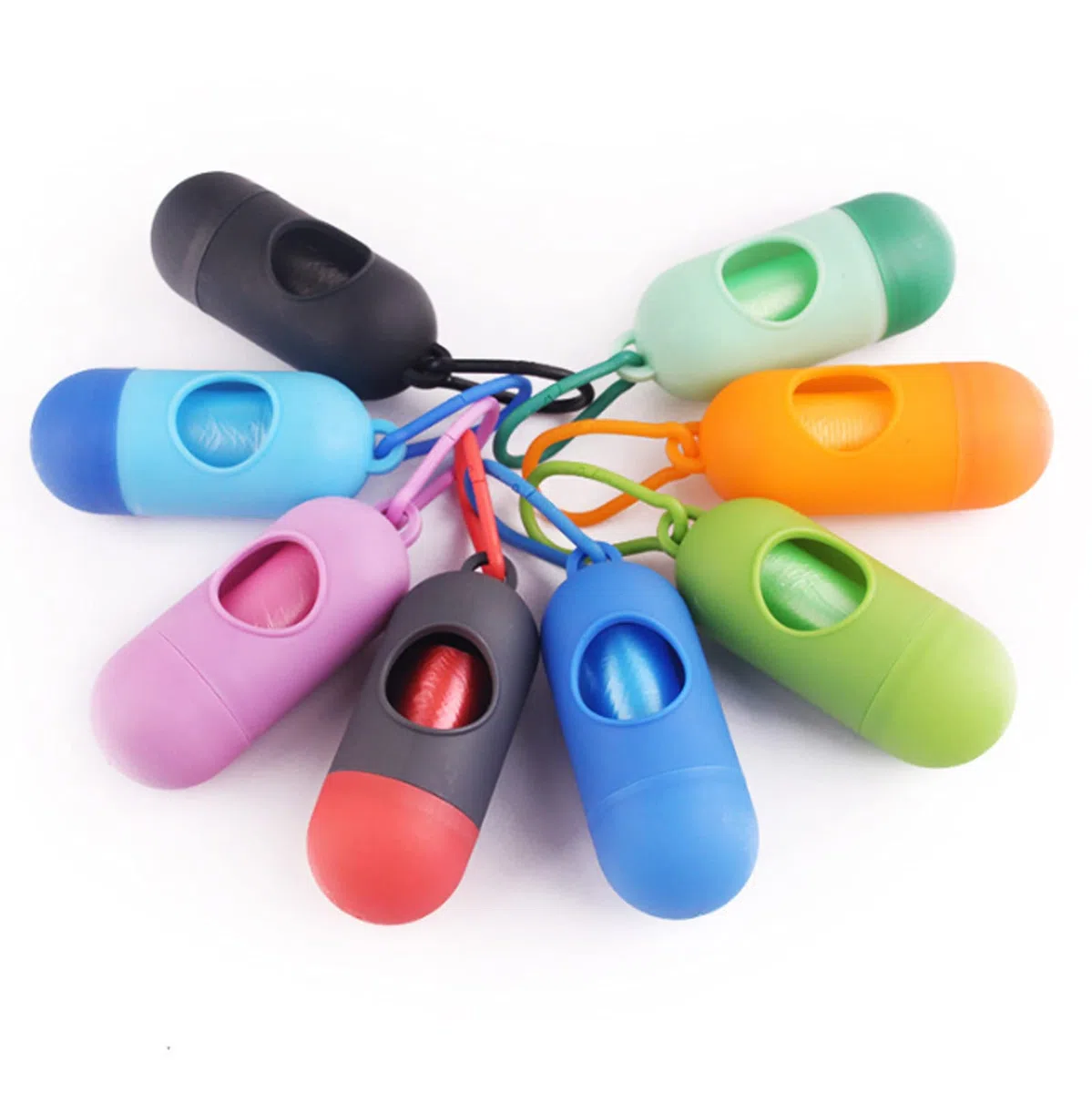 100 bolsas para excrementos de perro, dispensador de bolsas con clip de lino, color azul claro, incluye 15 bolsas para excrementos de perro