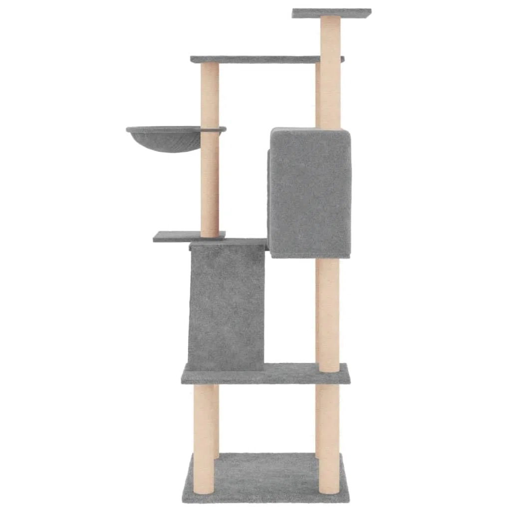 ShGaxin Rascador para Gatos con Postes de sisal Gris Claro 143 cm, Rascador Gato, Arbol Rascador para Gatos, Gatos Accesorios, Torre Gatos, Arranhador para Gatos, Casa para Gatos