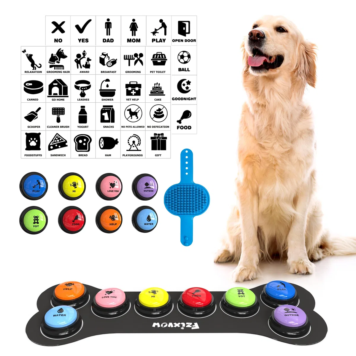 Botones de conversación para perros, paquete de 8 botones de comunicación para perros, botones de entrenamiento de conversación grabables para perros, botones de voz de 30 segundos con juego